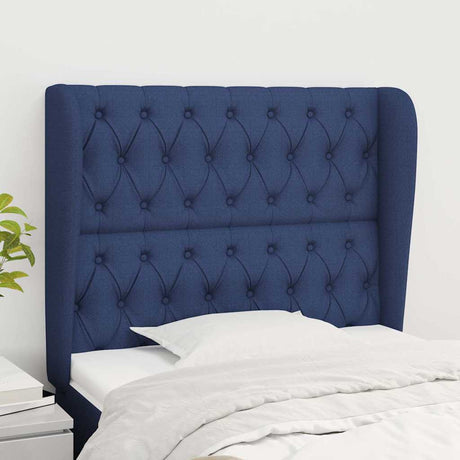 Vidaxl hoofdbord met randen 103x23x118 128 cm stof blauw
