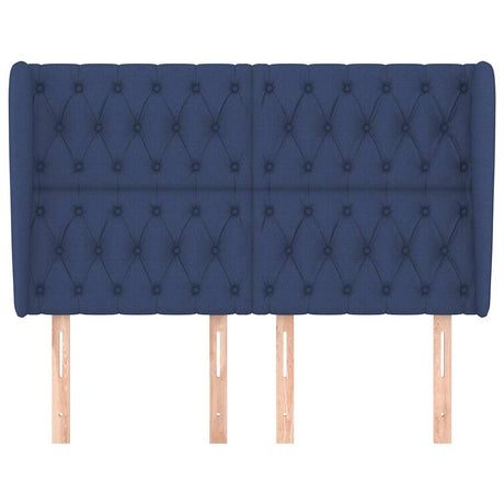 Vidaxl hoofdbord met randen 147x23x118 128 cm stof blauw