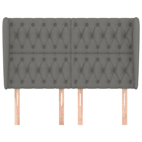 Vidaxl hoofdbord met randen 163x23x118 128 cm stof donkergrijs