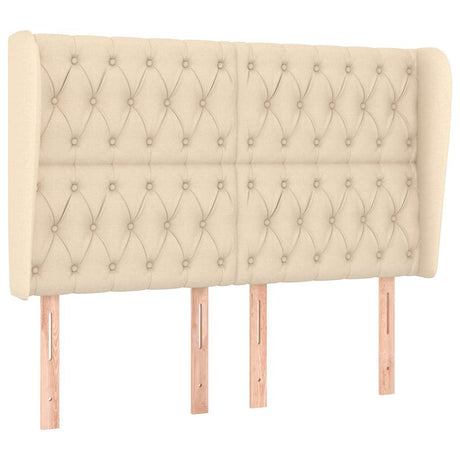 Vidaxl hoofdbord met randen 163x23x118 128 cm stof crèmekleurig