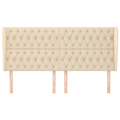 Vidaxl hoofdbord met randen 203x23x118 128 cm stof crèmekleurig