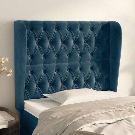 Vidaxl hoofdbord met randen 103x23x118 128 cm fluweel donkerblauw