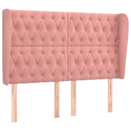 Vidaxl hoofdbord met randen 147x23x118 128 cm fluweel roze