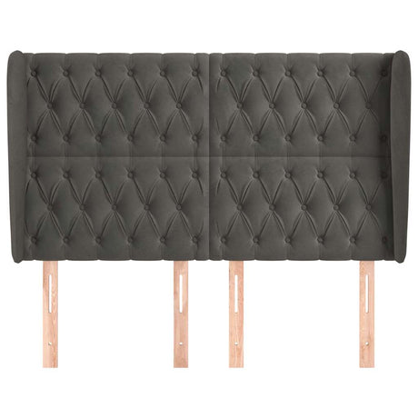 Vidaxl hoofdbord met randen 163x23x118 128 cm fluweel donkergrijs