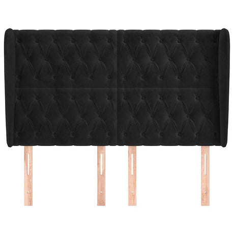 Vidaxl hoofdbord met randen 163x23x118 128 cm fluweel zwart