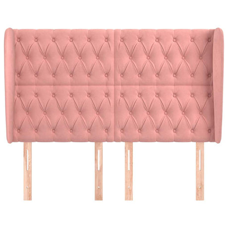 Vidaxl hoofdbord met randen 163x23x118 128 cm fluweel roze
