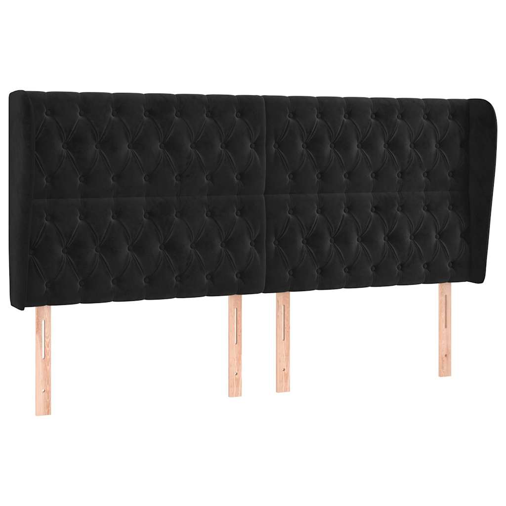 Vidaxl hoofdbord met randen 183x23x118 128 cm fluweel zwart