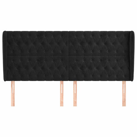 Vidaxl hoofdbord met randen 183x23x118 128 cm fluweel zwart