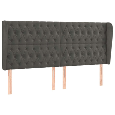 Vidaxl hoofdbord met randen 203x23x118 128 cm fluweel donkergrijs