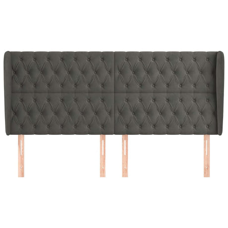 Vidaxl hoofdbord met randen 203x23x118 128 cm fluweel donkergrijs
