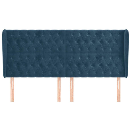 Vidaxl hoofdbord met randen 203x23x118 128 cm fluweel donkerblauw