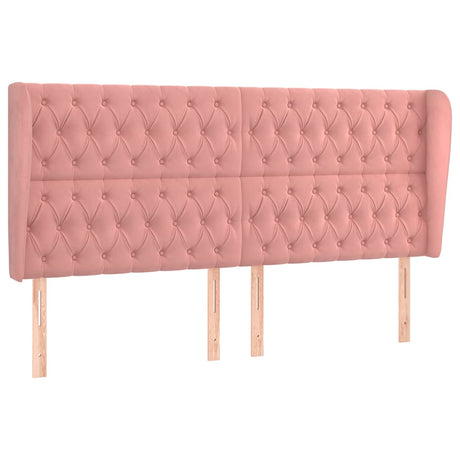Vidaxl hoofdbord met randen 203x23x118 128 cm fluweel roze