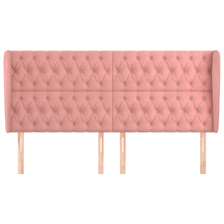 Vidaxl hoofdbord met randen 203x23x118 128 cm fluweel roze