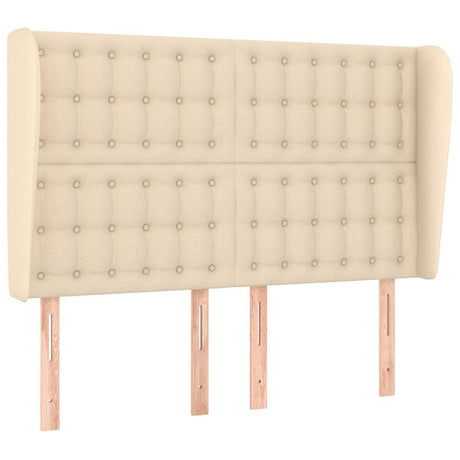Vidaxl hoofdbord met randen 147x23x118 128 cm stof crèmekleurig
