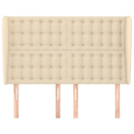Vidaxl hoofdbord met randen 147x23x118 128 cm stof crèmekleurig