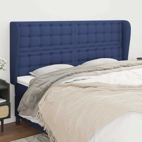Vidaxl hoofdbord met randen 163x23x118 128 cm stof blauw