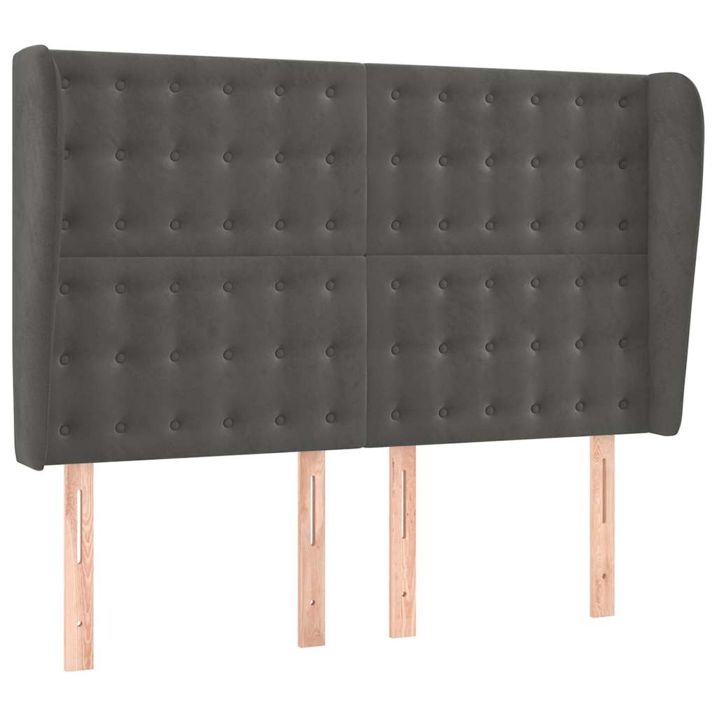 Vidaxl hoofdbord met randen 147x23x118 128 cm fluweel donkergrijs