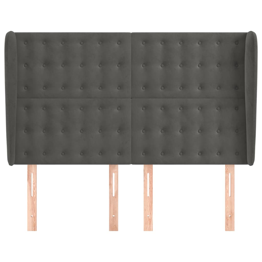 Vidaxl hoofdbord met randen 147x23x118 128 cm fluweel donkergrijs
