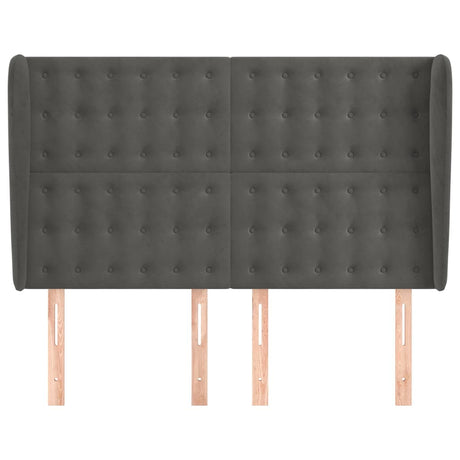 Vidaxl hoofdbord met randen 147x23x118 128 cm fluweel donkergrijs