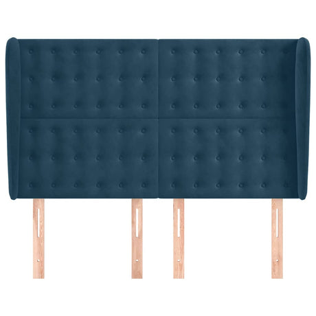 Vidaxl hoofdbord met randen 147x23x118 128 cm fluweel donkerblauw