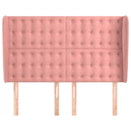 Vidaxl hoofdbord met randen 147x23x118 128 cm fluweel roze