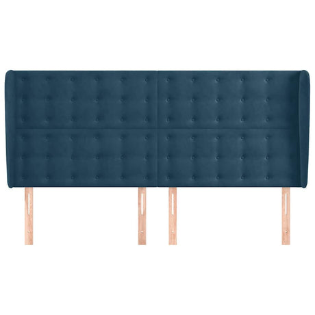 Vidaxl hoofdbord met randen 163x23x118 128 cm fluweel donkerblauw