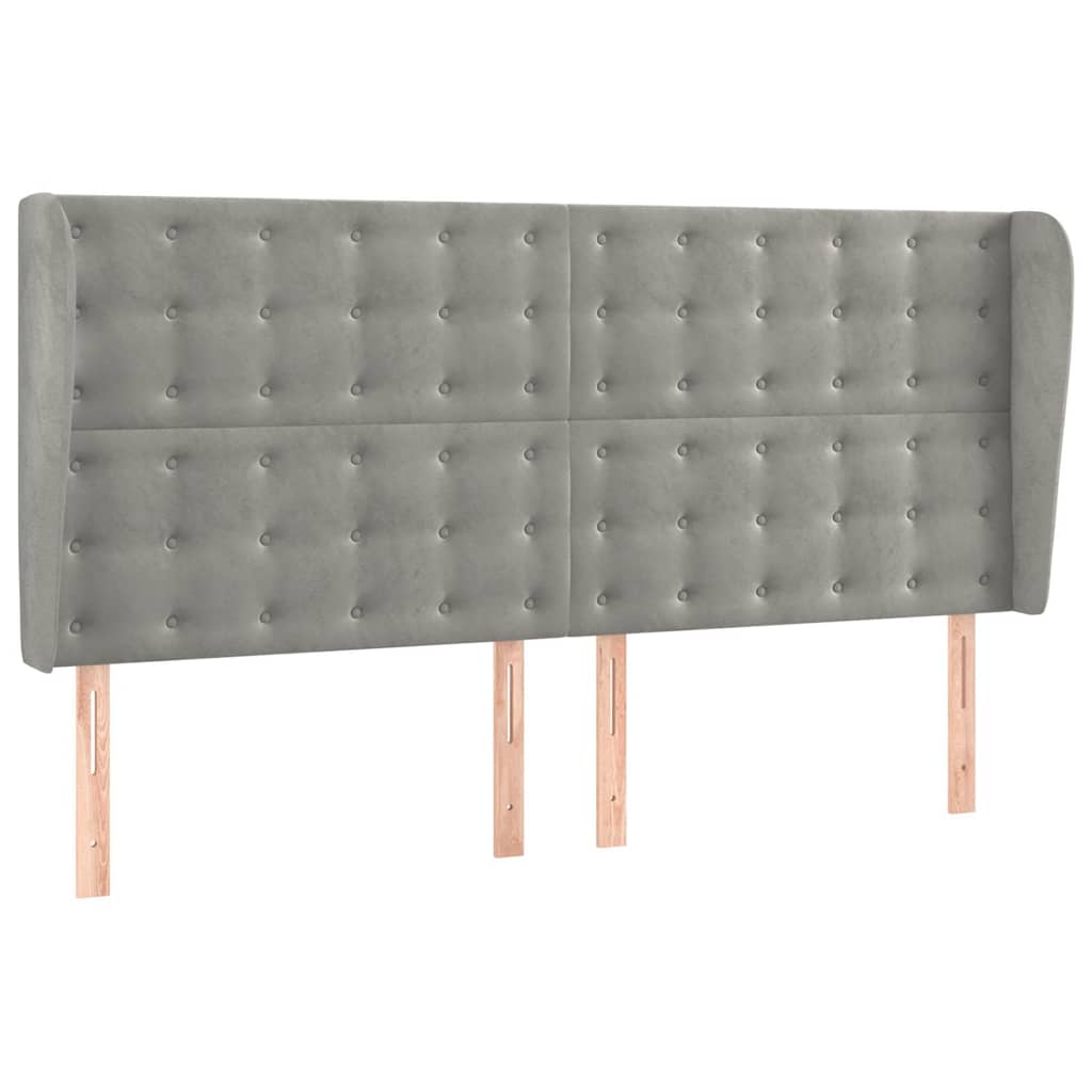 Vidaxl hoofdbord met randen 203x23x118 128 cm fluweel lichtgrijs