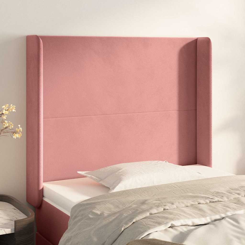 Vidaxl hoofdbord met randen 83x16x118 128 cm fluweel roze