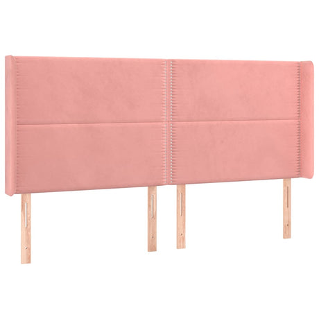 Vidaxl hoofdbord met randen 203x16x118 128 cm fluweel roze