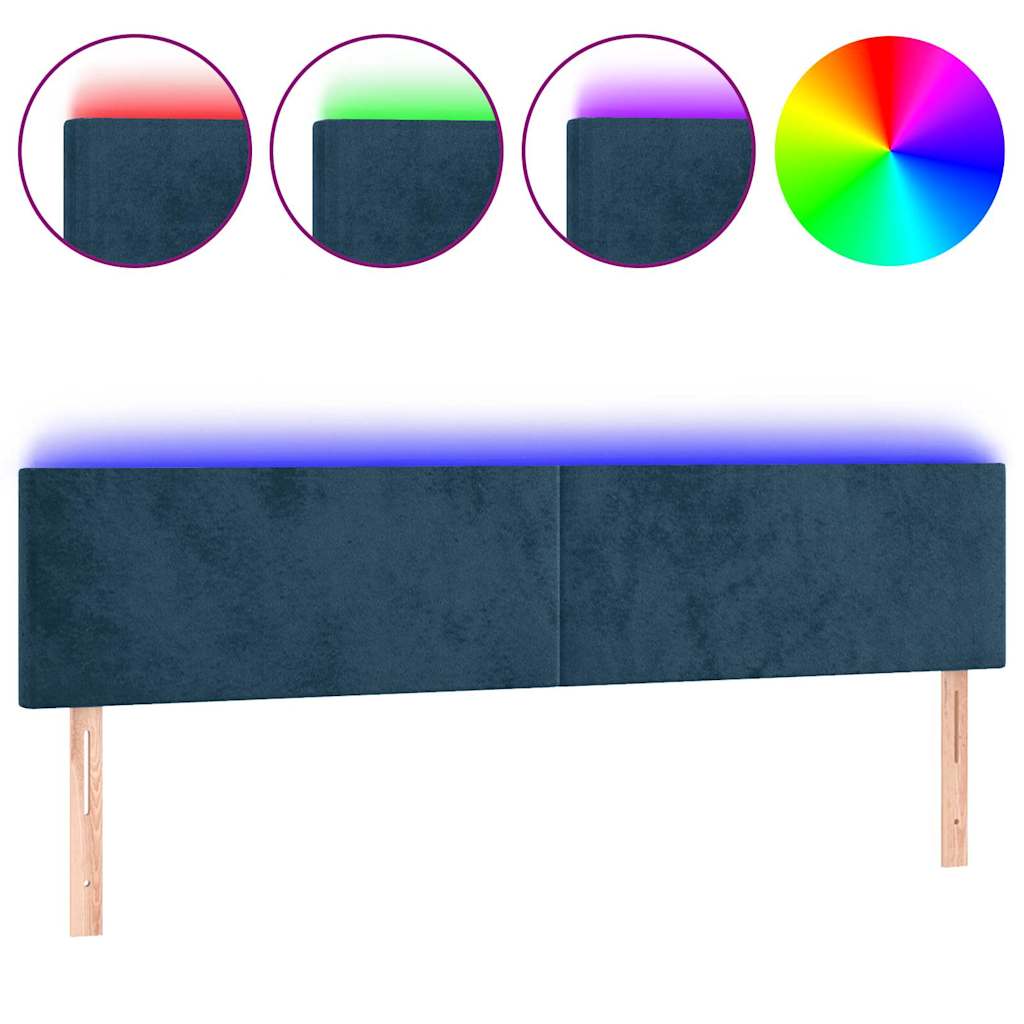 Vidaxl hoofdbord led 160x5x78 88 cm fluweel donkerblauw