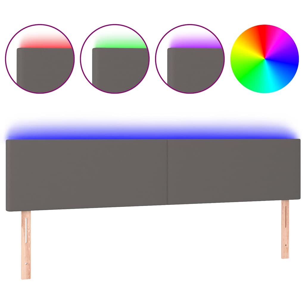 Vidaxl hoofdbord led 160x5x78 88 cm kunstleer grijs