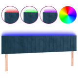 Vidaxl hoofdbord led 200x5x78 88 cm fluweel donkerblauw