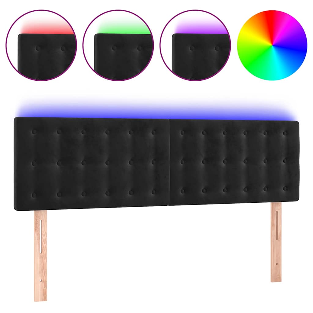 Vidaxl hoofdbord led 144x5x78 88 cm fluweel zwart