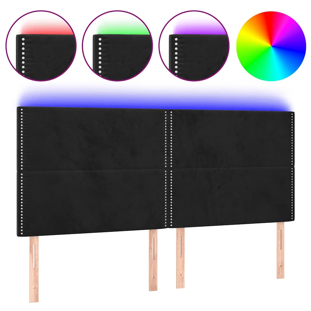Vidaxl hoofdbord led 180x5x118 128 cm fluweel zwart