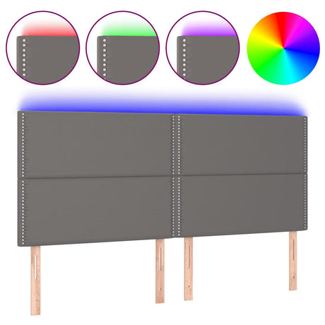 Vidaxl hoofdbord led 200x5x118 128 cm kunstleer grijs