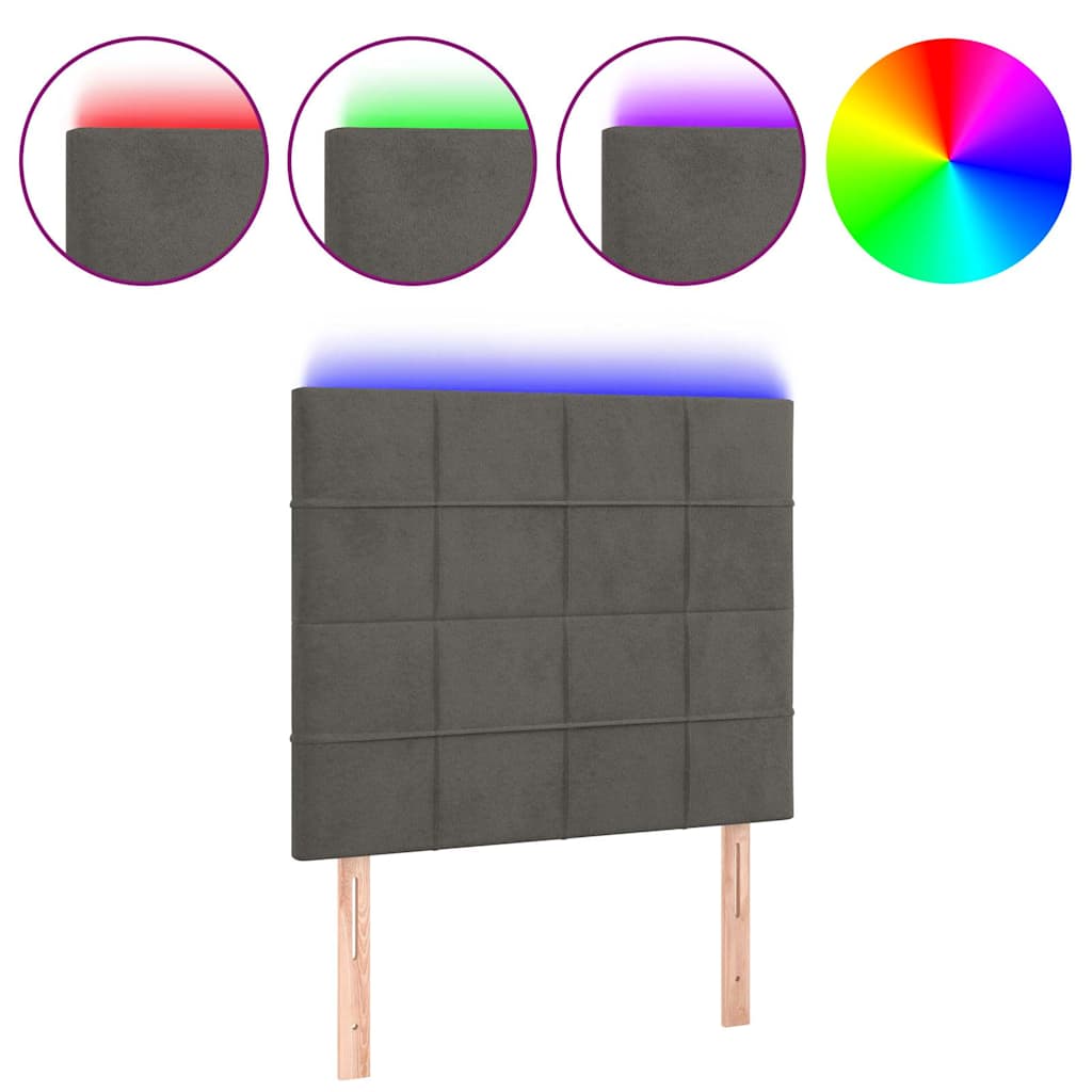 Vidaxl hoofdbord led 100x5x118 128 cm fluweel donkergrijs