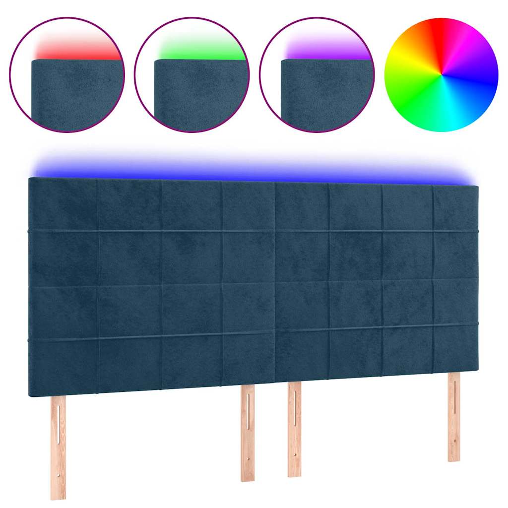 Vidaxl hoofdbord led 200x5x118 128 cm fluweel donkerblauw