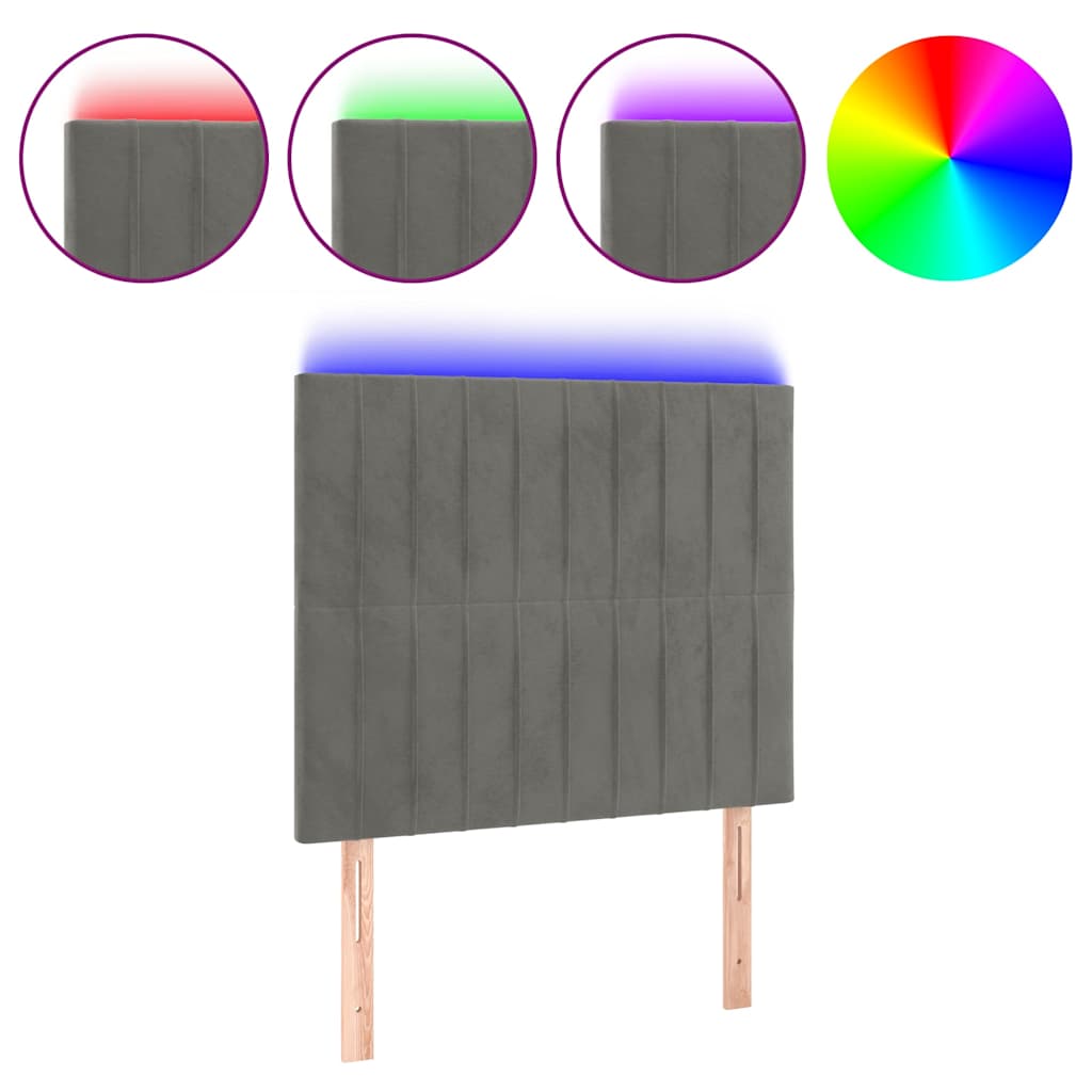 Vidaxl hoofdbord led 90x5x118 128 cm fluweel lichtgrijs