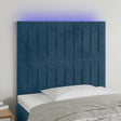 Vidaxl hoofdbord led 100x5x118 128 cm fluweel donkerblauw