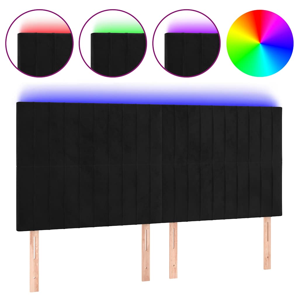 Vidaxl hoofdbord led 160x5x118 128 cm fluweel zwart