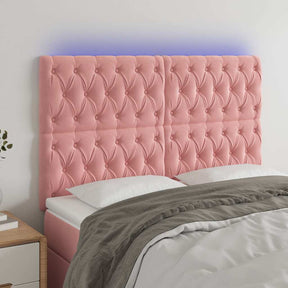 Vidaxl hoofdbord led 144x7x118 128 cm fluweel roze
