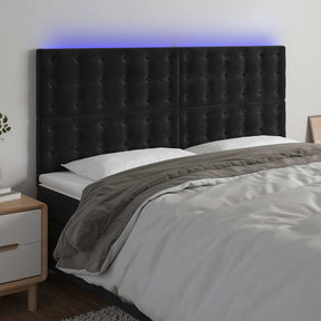 Vidaxl hoofdbord led 160x5x118 128 cm fluweel zwart