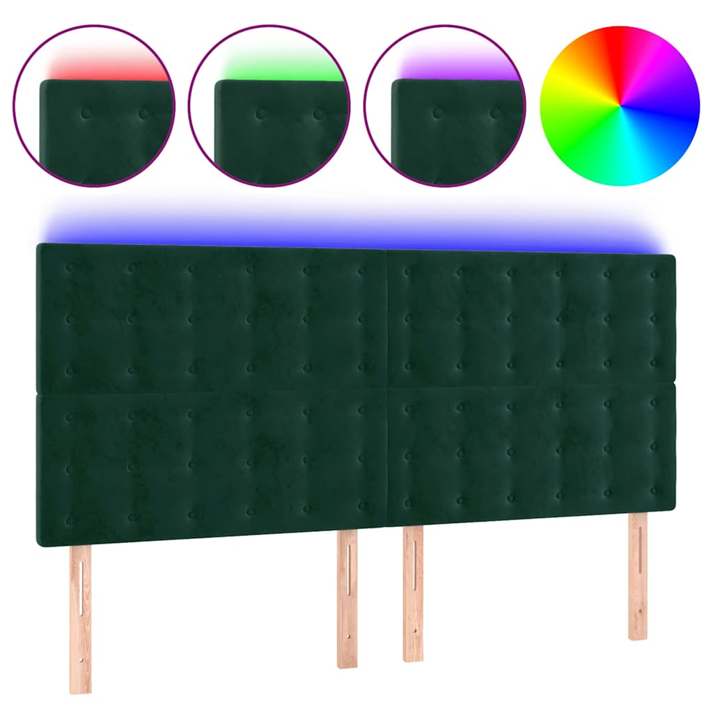 Vidaxl hoofdbord led 160x5x118 128 cm fluweel donkergroen