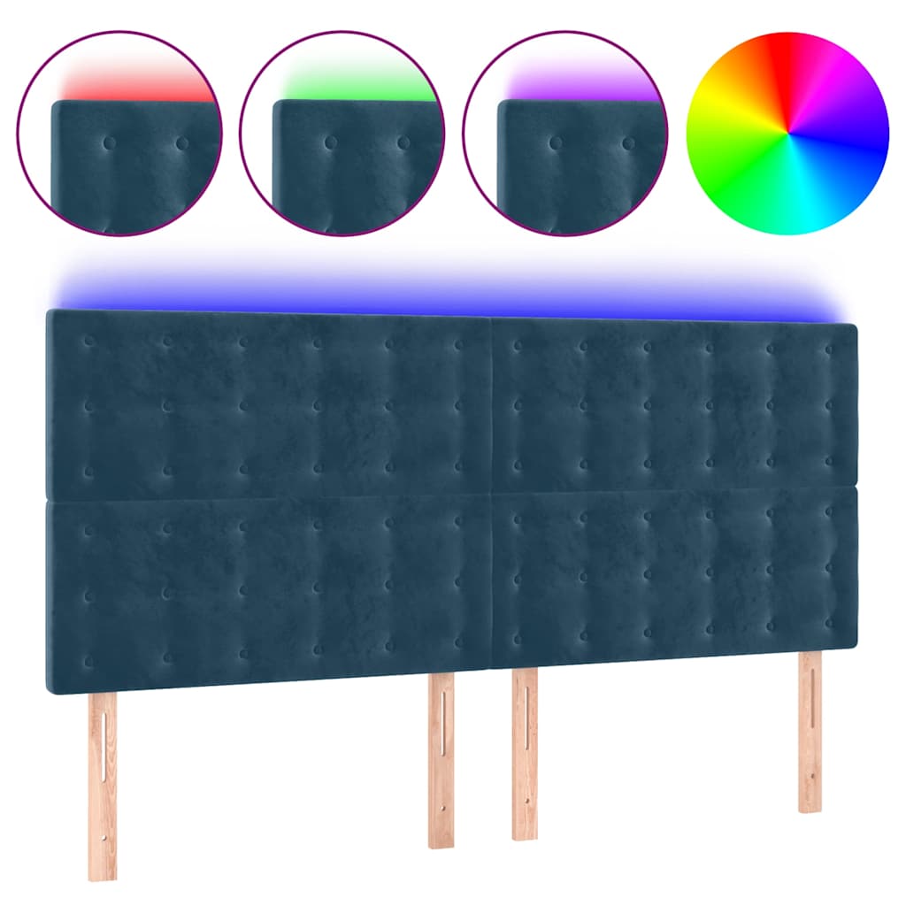 Vidaxl hoofdbord led 160x5x118 128 cm fluweel donkerblauw