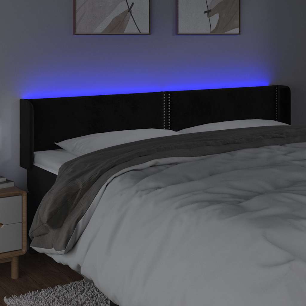 Vidaxl hoofdbord led 203x16x78 88 cm fluweel zwart