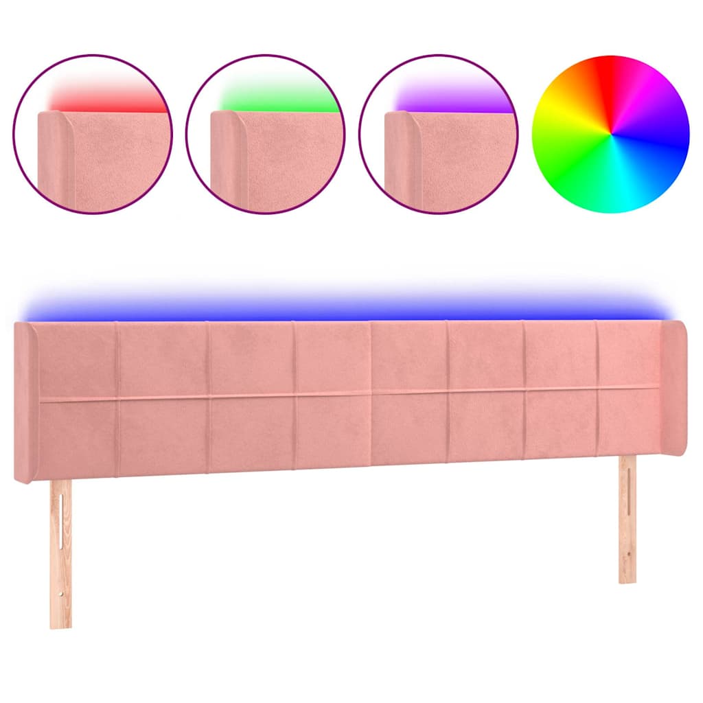 Vidaxl hoofdbord led 203x16x78 88 cm fluweel roze