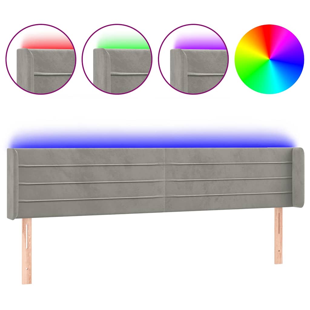 Vidaxl hoofdbord led 163x16x78 88 cm fluweel lichtgrijs