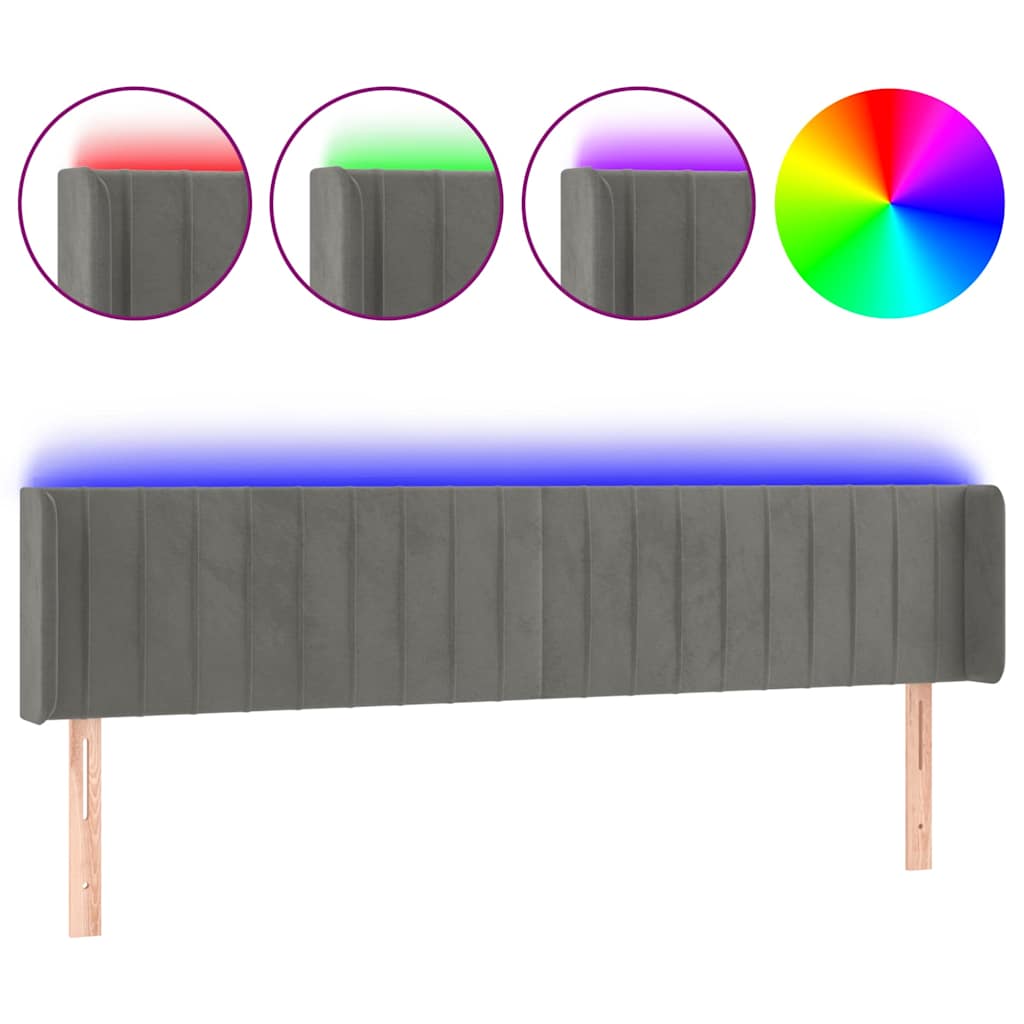 Vidaxl hoofdbord led 203x16x78 88 cm fluweel lichtgrijs
