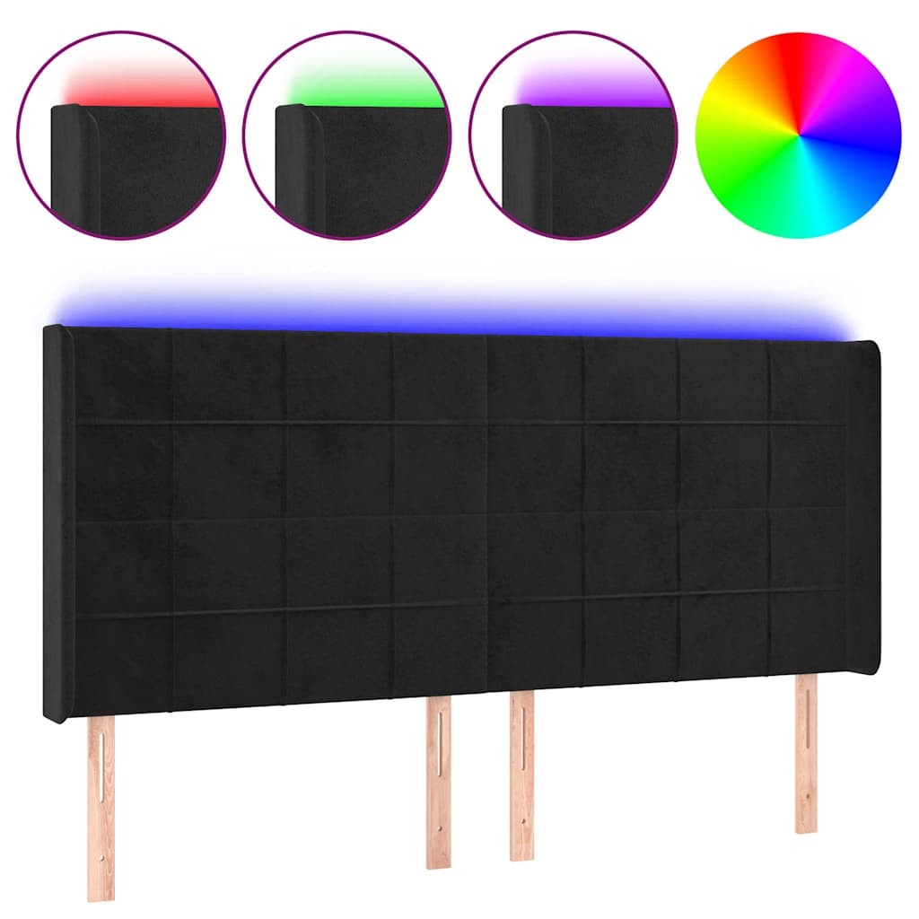 Vidaxl hoofdbord led 183x16x118 128 cm fluweel zwart