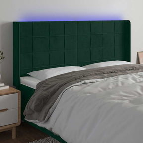 Vidaxl hoofdbord led 203x16x118 128 cm fluweel donkergroen